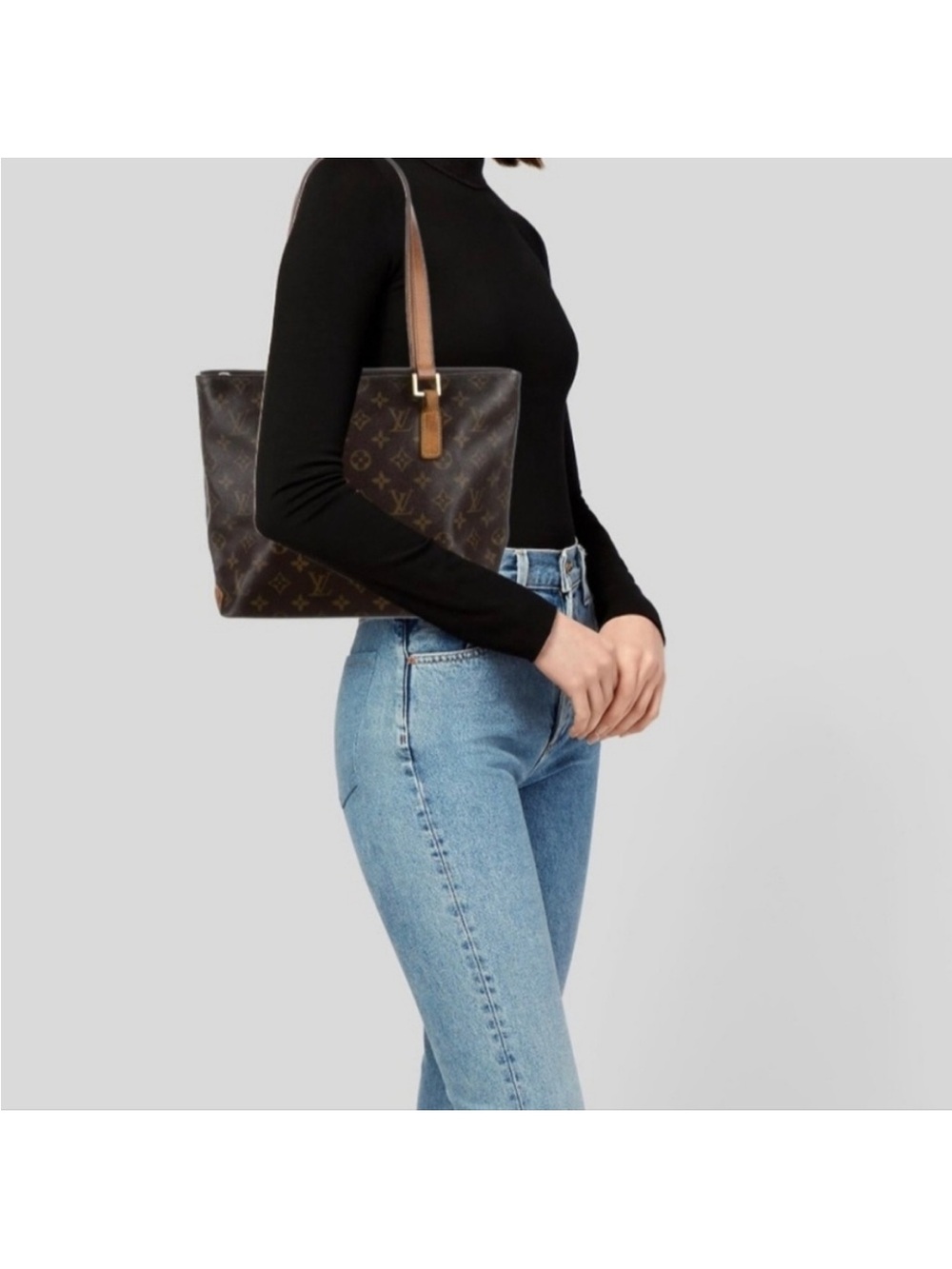 Louis Vuitton Piano Brown Monogram Canvas Tote with Tan Straps